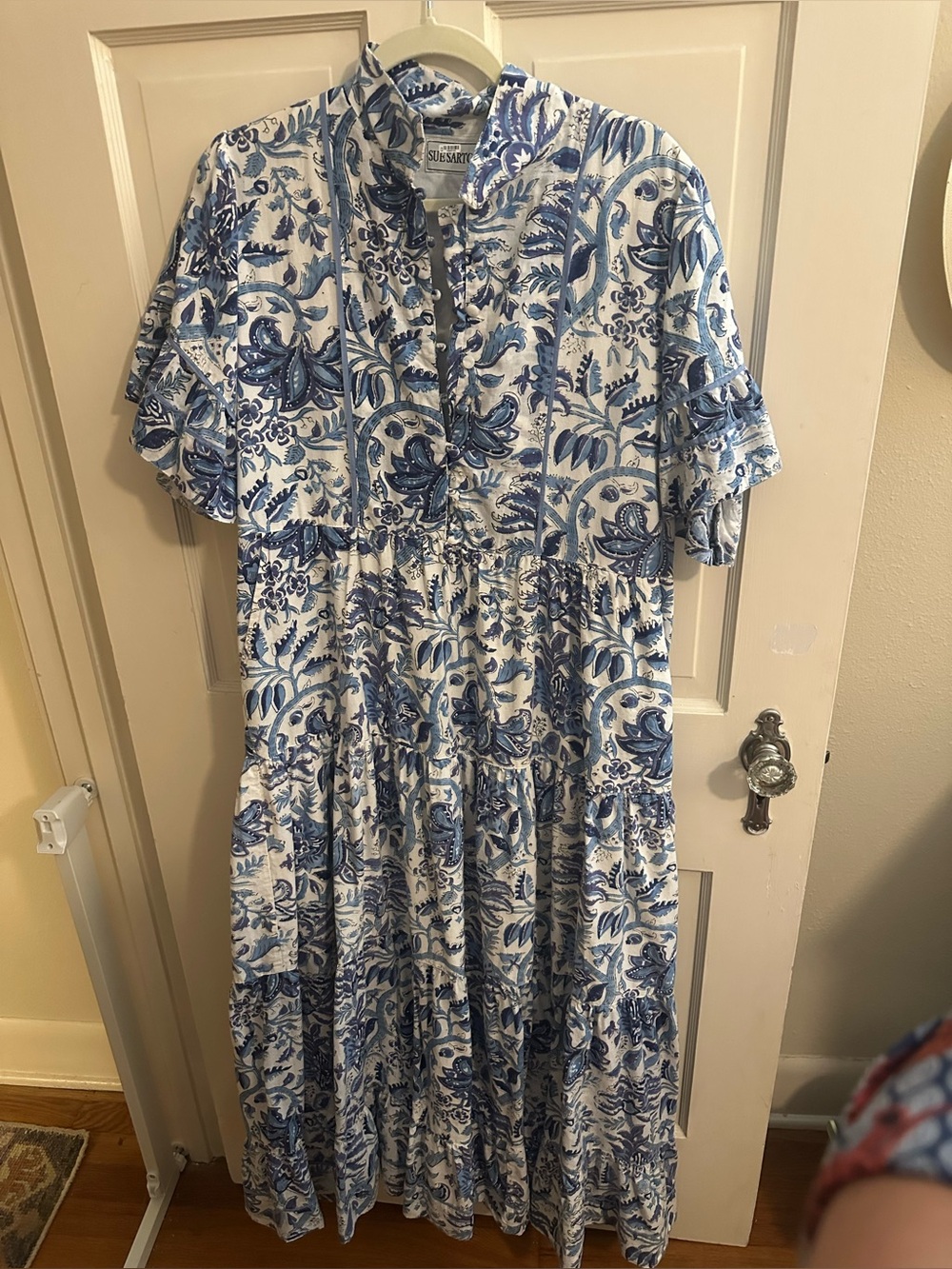 Sue Sartor Hamilton Dress in Sapphire and White - Size Regular - Picture 2 of 7